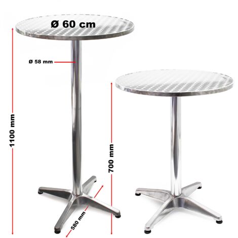 Tavolo Alto Da Bar Rotondo Alluminio Altezza Regolabile 70cm O 110 Cm Ø 60 Cm