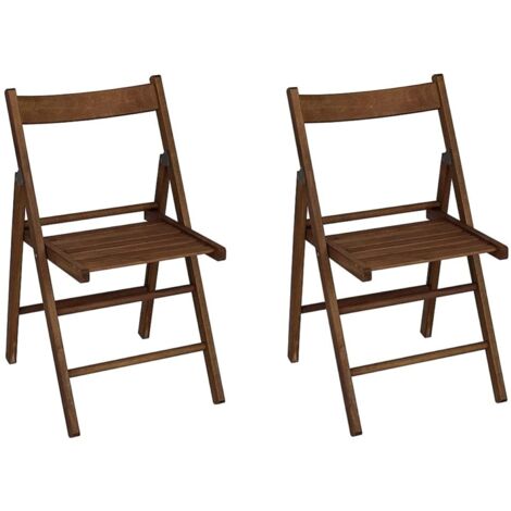 Sedia Pieghevole In Legno Noce Per Casa Giardino Campeggio Richiudibile Set 2 Pz