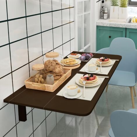 COSTWAY Tavolo Pieghevole A Muro, Tavolino Porta PC Da Parete In Legno, Tavolo A Scomparsa Multifunzionale, Ideale Per Soggiorno, Cucina E Studio, 80 X 60 X 45 Cm (Marrone)