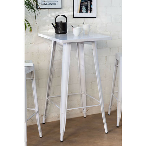 SKLUM Tavolo Alto Quadrato In Acciaio (60x60 Cm) LIX Bianco