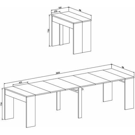 Skraut Home - Tavolo Consolle Da Pranzo E Soggiorno, Rettangolare, Allungabile Fino A 300 Cm In Rovere Moro. Misure Tavolo Chiuso: 90 X 49 X 49 X 75 Cm Di Altezza,fino 14 Persone
