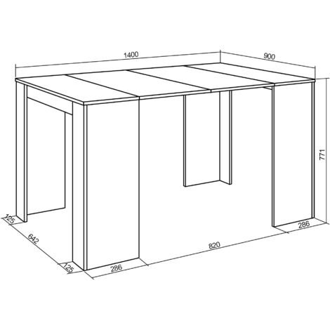 Skraut Home - Tavolo Consolle Per Sala Da Pranzo E Soggiorno, Rettangolare, Allungabile Fino A 140 Cm, Colore Bianco Opaco, Fino A 6 Persone, Dimensioni Chiuso: 90x50x75 Cm.