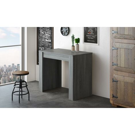 Skraut Home - Tavolo Consolle Per Sala Da Pranzo E Soggiorno, Rettangolare, Allungabile Fino A 140 Cm, Colore Grigio, Fino A 6 Persone, Dimensioni Chiuso: 90x50x78 Cm.