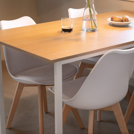 Sedie Da Pranzo Bianche, Design Nordico, Sedie Tulip Per Soggiorno, Salotto, Ufficio O Terrazza, Schienale Ergonomico, Seduta Imbottita E Gambe In Legno, Stile Scandinavo, Bianco, Set Di 4 Sedie