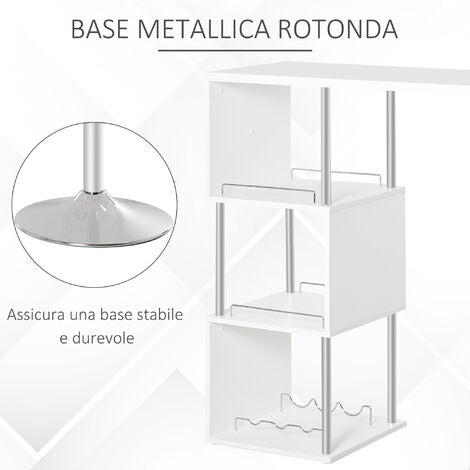 HOMCOM Tavolo Alto Da Bar E Cucina 3 Mensole E Porta Bottiglie Stile Moderno