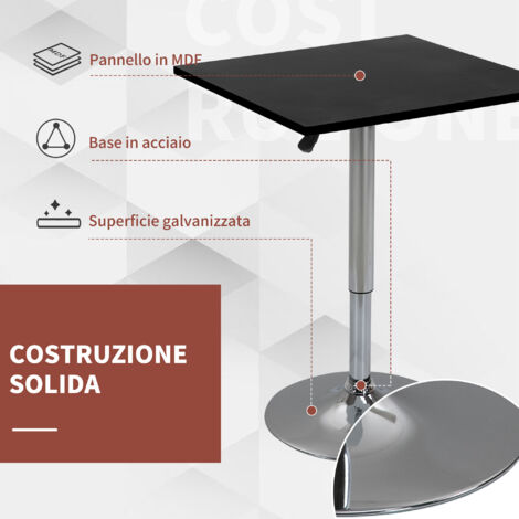 HOMCOM Tavolo Quadrato Regolabile In Altezza Per Bar, Soggiorno, Cucina