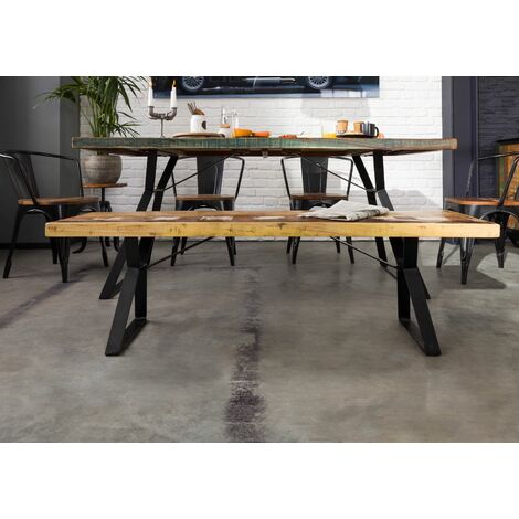 INDUSTRIAL 14 Panca In Legno Riciclato E Ferro - Laccato Multicolore 150x40x45