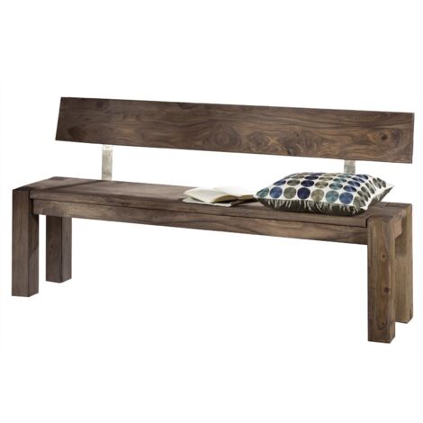 NATURE GREY 701 Panca Con Schienale In Legno Di Sheesham - Oliato / Grigio 160x35x76