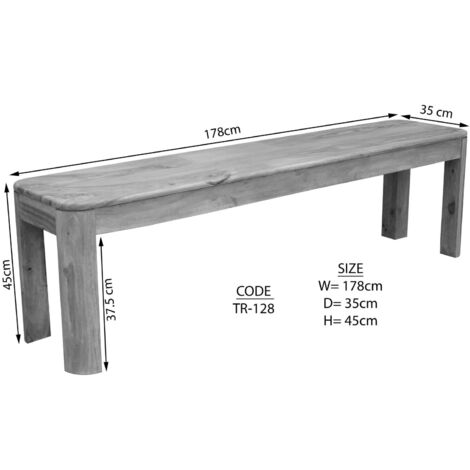 TORONTO 128 Panca In Legno Di Sheesham - Decapato / Smoked Cherry 178x35x45