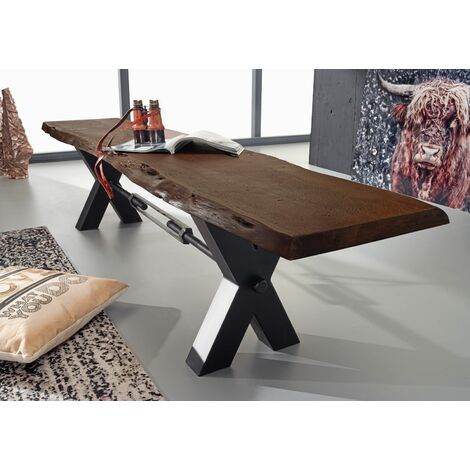 IRON LABEL 156 Panca In Legno Di Acacia - Laccato / Marrone 180x38x46