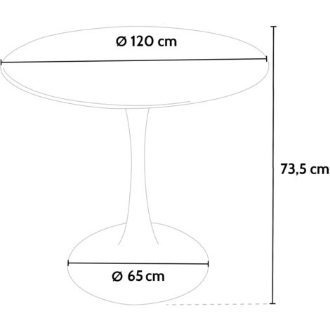 Tavolo Rotondo 120cm Effetto Marmo Ristorante Sala Da Pranzo Tulip Murmar 120 Colore: Bianco