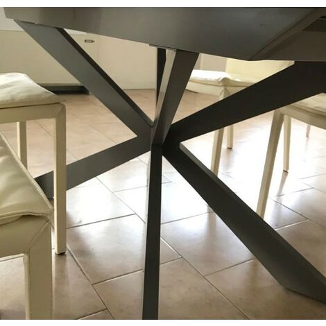 Tavolo Da Pranzo Rettangolare In Vetro Allungabile 160x90x75 - Altea Grigio