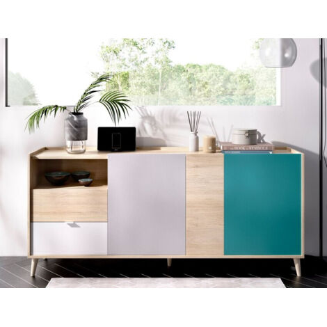 Madia 180x43 Cm Penny Con Tre Ante E Due Cassetti Multicolore Multicolore