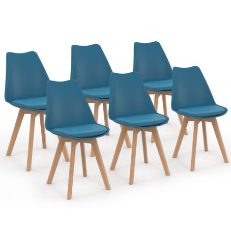Set Di 6 Sedie SARA Blu Anatra Per Sala Da Pranzo