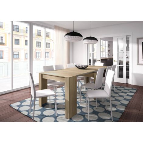 Dmora Consolle Compton, Tavolo Da Pranzo Allungabile, Tavolo Con Allunghe Multiuso Estensibile Fino A 10 Posti, Cm 51/237x90h78, Rovere