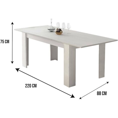 Dmora Tavolo Per Sala Da Pranzo Estensibile, Consolle Allungabile, Tavolo Moderno Con Allunga, Cm 160/220x88h80, Colore Bianco