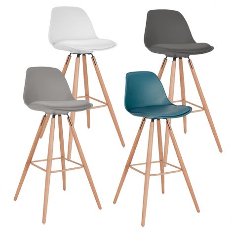 Set Di 4 Sgabelli Da Bar SARA Grigio Scuro, Grigio Chiaro, Bianco E Blu Anatra