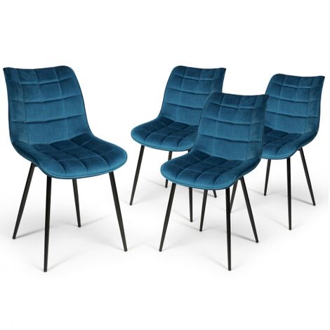 Set Di 4 Sedie Da Pranzo In Velluto Blu MADY