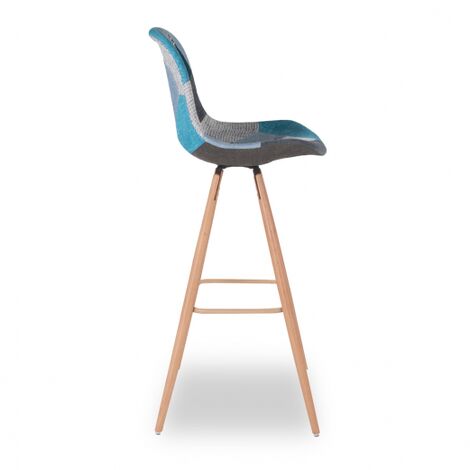 Set Di 4 Sgabelli Da Bar SARA Con Motivo Patchwork Blu