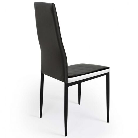 Set Di 4 Sedie Da Pranzo ROMANE Nere Con Fascia Bianca