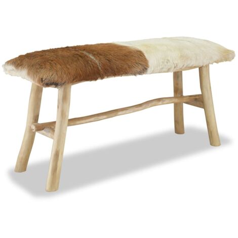Panca In Vera Pelle E Teak VidaXL