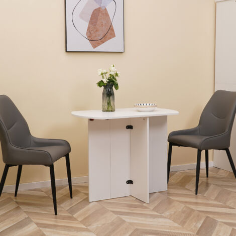 HOMCOM Tavolo Da Pranzo Pieghevole Salvaspazio In Legno, 90x60x74cm, Bianco