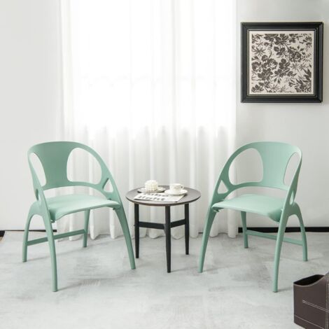COSTWAY Sedie Sala Da Pranzo In Polipropilene 2 Pezzi, Sedia Pieghevole Sedie Cucina Moderne Casa Bar Giardino, Braccioli E Schienale, Capacità Di Carico 150 Kg (Verde)