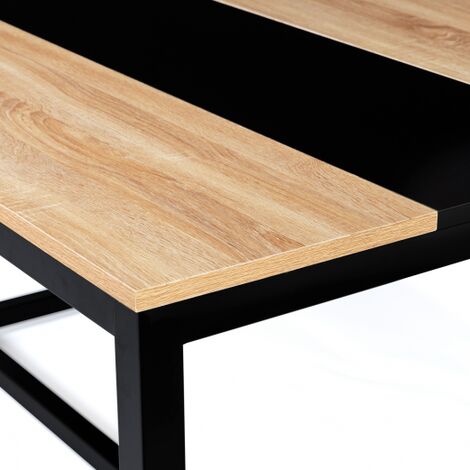 Tavolo Da Pranzo DOVER Per 6 Persone Con Fascia Centrale Nera Design Industriale 150 Cm