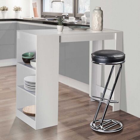 Tavolo Alto Da Bar BARTH Da 2 A 4 Persone Legno Bianco Piano Bianco