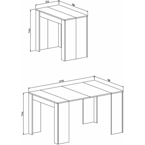 Skraut Home - Consolle Tavolo Allungabile Fino A 140 Cm, Colore CEMENTO, Dimensioni Chiuso: 90x50x78 Cm.