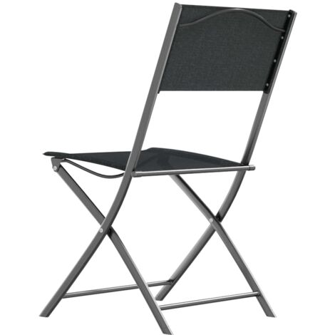 Set Di 4 Sedia Da Giardino Pieghevoli Sedie Da Esterno - Poltrone Da Giardino In Acciaio E Textilene Nero BV281315 - BonneVie