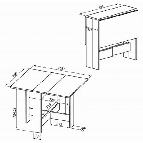 Temahome Trick A1 Tavolo Pieghevole, Legno, Bianco (White), 73.4 X 28 X 76 Cm