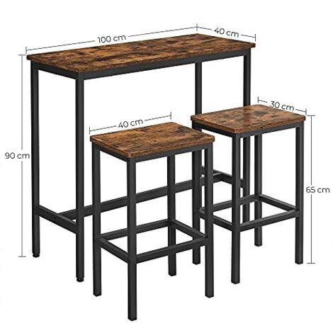 VASAGLE Tavolo Alto, Set Di Tavolo E Sgabelli Da Bar, Tavolo Da Colazione Con Sgabelli, Set Di 2, Struttura In Acciaio Industriale, Marrone Vintage E Nero Da SONGMICS