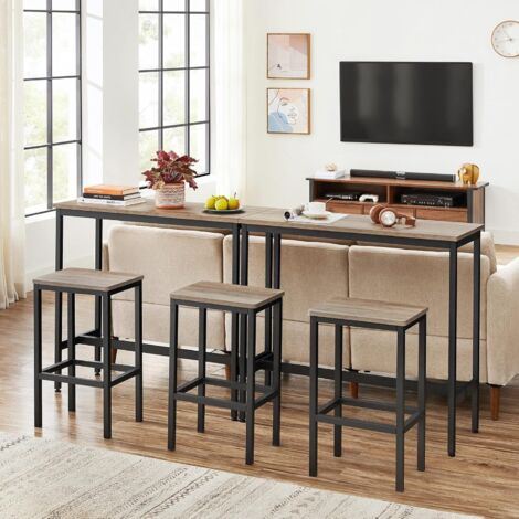 Songmics VASAGLE Tavolo Da Bar Rettangolare Stretto, Tavolo Da Cucina, Tavolo Da Pranzo Alto, Robusto Telaio In Metallo, 100 X 40 X 90 Cm, Facile Da Assemblare, Greige E Nero