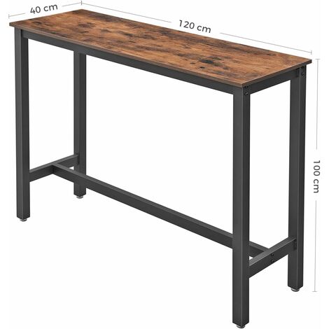 VASAGLE Tavolo Da Bar Rettangolare Stretto, Tavolo Da Cucina, Tavolo Da Pranzo Alto, Robusto Telaio In Metallo, 120 X 40 X 100 Cm, Facile Da Assemblare,Marrone Vintage E Nero Da SONGMICS