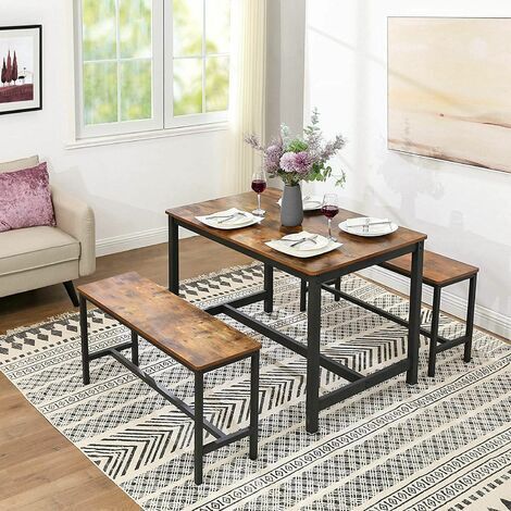 Songmics VASAGLE Tavolo Da Pranzo 4 Posti, Tavolo Per Cucina, 120 X 75 X 75 Cm, Struttura Resistente In Metallo, Stile Industriale, Per Sala Da Pranzo Soggiorno, Marrone Vintage