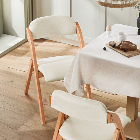  SoBuy Sedia Pieghevole Sedia Da Cucina Con Sedile E Schienale Imbottiti Sedia Da Scrivania In Faggio Bianco FST92-W