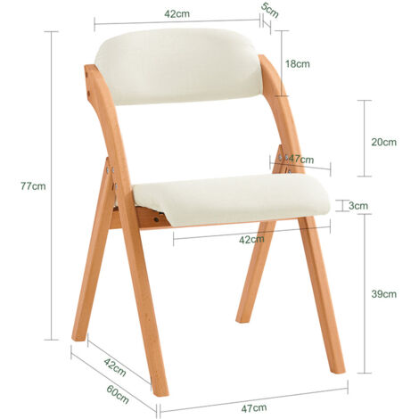  SoBuy Sedia Pieghevole Sedia Da Cucina Con Sedile E Schienale Imbottiti Sedia Da Scrivania In Faggio Bianco FST92-W