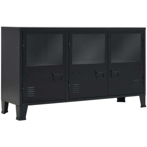  Credenza In Metallo In Stile Industriale 120x35x70 Cm Nera VidaXL