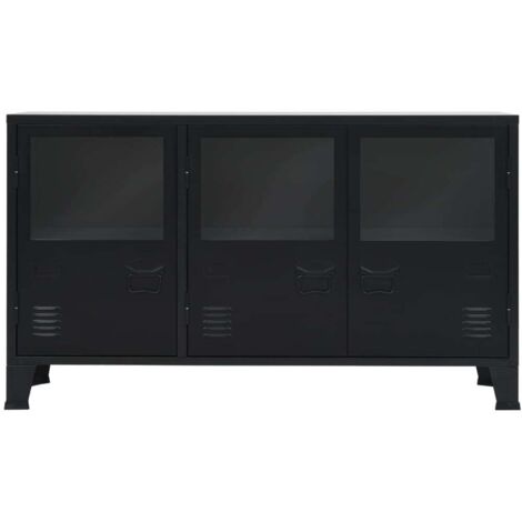  Credenza In Metallo In Stile Industriale 120x35x70 Cm Nera VidaXL