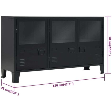  Credenza In Metallo In Stile Industriale 120x35x70 Cm Nera VidaXL