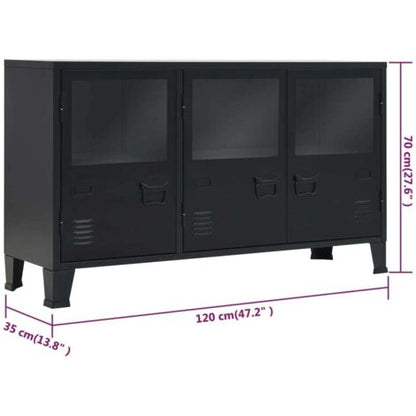  Credenza In Metallo In Stile Industriale 120x35x70 Cm Nera VidaXL