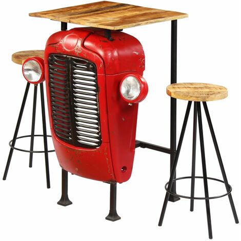  Set Da Bar 3 Pz In Legno Massello Di Mango 60x60x107 Cm VidaXL