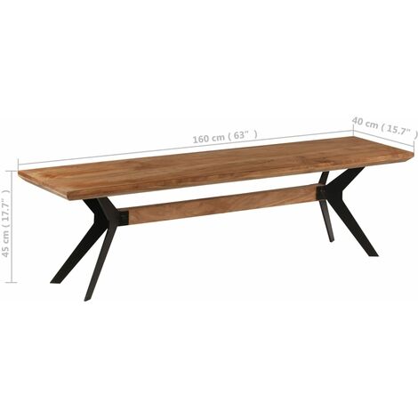  Panca Da Pranzo Legno Massello D'Acacia E Acciaio 160x40x45 Cm VidaXL