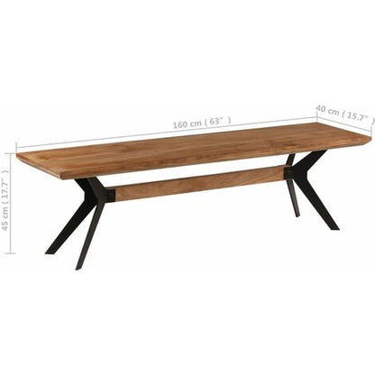  Panca Da Pranzo Legno Massello D'Acacia E Acciaio 160x40x45 Cm VidaXL