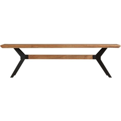  Panca Da Pranzo Legno Massello D'Acacia E Acciaio 160x40x45 Cm VidaXL