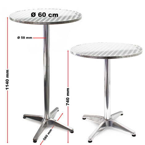  Tavolo Alto Da Bar Rotondo Pieghevole Alluminio Altezza Regolabile 74/114 Cm Ø 60 Cm