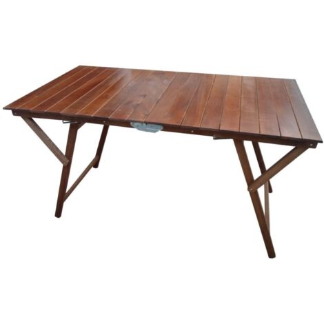  Tavolo Richiudibile LAURA A Strisce In Legno 70x140 Cm NOCE