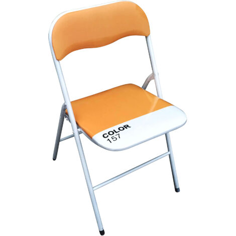  Set Di 6 Sedie Slim Pieghevoli Arancio Color 157 Con Comoda Imbottitura Nella Seduta Per Ospiti, Ufficio, Casa, Campeggio