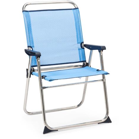  Sedia Pieghevole Da Spiaggia Solenny Schienale Alto Azzurro